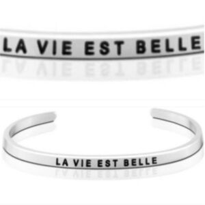 NWOT! "LIFE IS BEAUTIFUL" Inspirational Mantra Band - Stacking Bracelet!